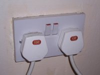 The only set of sockets in the room